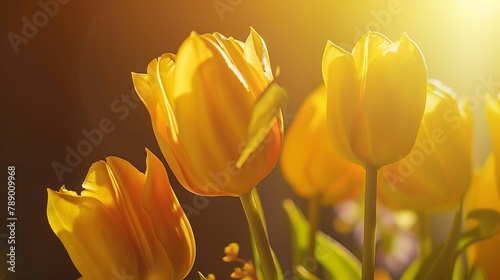 Yellow fake tulips for home decoration closeup shot edited in movie style   Generative AI