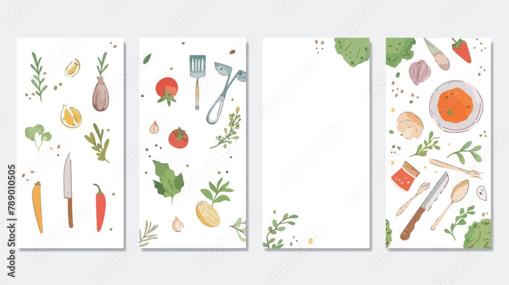 Set of Four vertical card templates for making notes