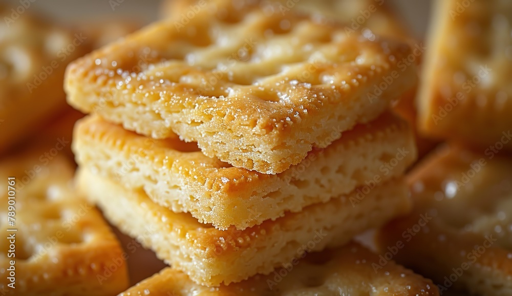 A stack of crackers with a salty taste A stack of crackers with a salty taste