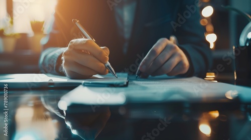 Close up business man signing contract making a deal classic business : Generative AI