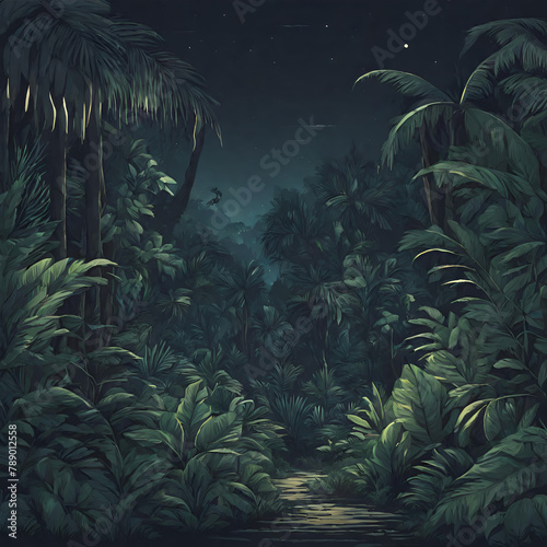 AI produces a realistic illustration of a lush forest at night