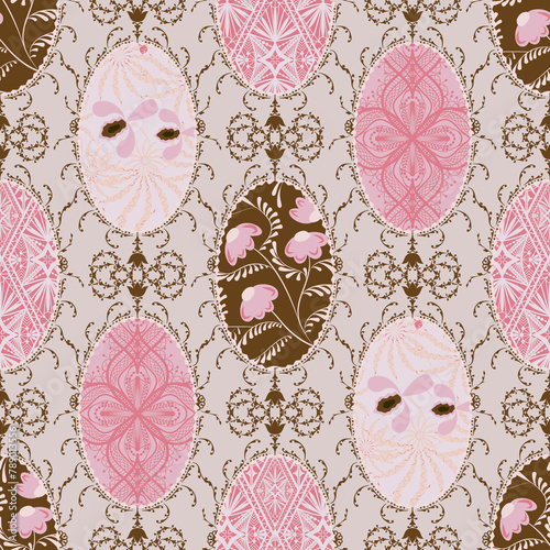 Seamless vintage pattern for fabric patchwork design wallpaper or scrapbook background