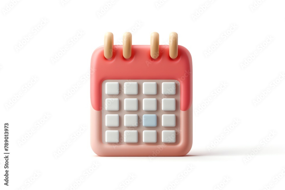 3D modeled calendar icon, crucial for scheduling and planning in office environments, isolated on a white backdrop 3D modeled calendar icon, crucial for scheduling and planning in office environments, isolated on a white backdrop