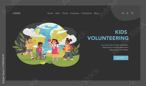 Young helpers concept. Vector illustration