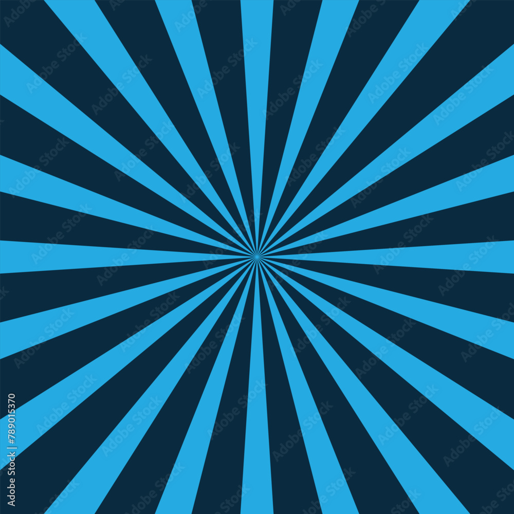 Blue sunburst background. Abstract  cream sunbeams design wallpaper.  spinning lines for template, banner, poster, flyer. Sweet rotating cartoon swirl or whirlpool. Vector backdrop Ray sun.  