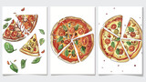 Templates of ad flyers with realistic pizzas for pizza