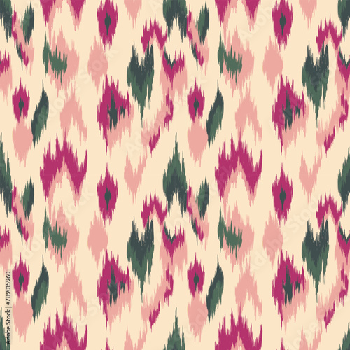Motif ethnic handmade beautiful Ikat seamles.Ikat ethnic tribal, boho colors seamless wallpaper. Ethnic Ikat abstract background art.Illustration for greeting cards, printing and other design project