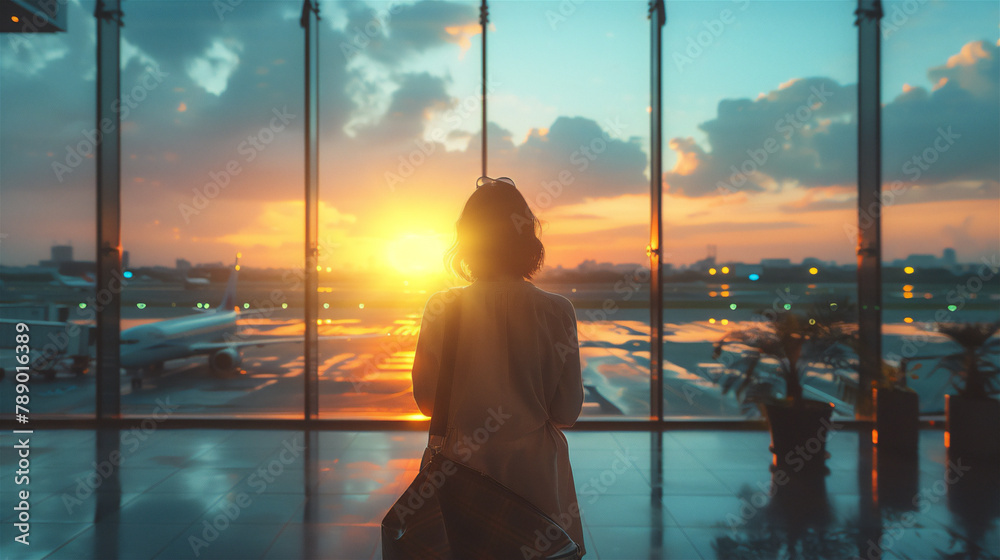 空港にいる女性 空港にいる女性