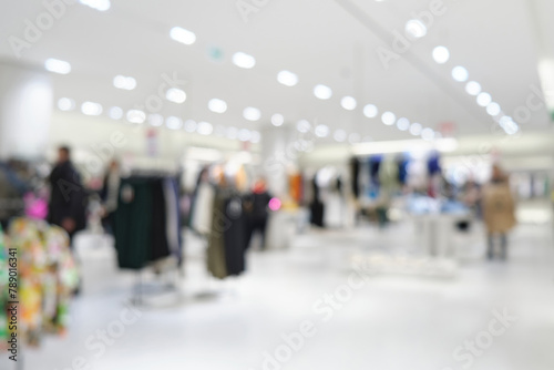 Blurred focus. Beautiful interior of a clothing store in a shopping mall.