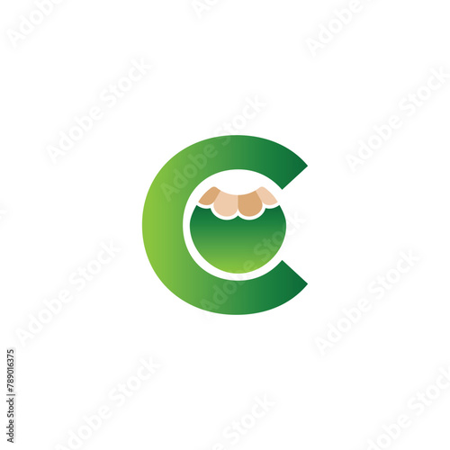 Letter C Negative Space Coconut Logo