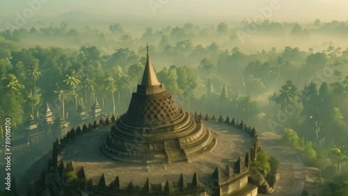 video view of Borobudur temple on the island of java, Indonesia photo