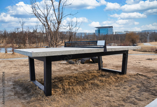 outdoors concrete tennis table without people photo