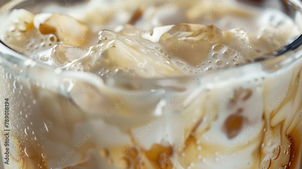 Close up shot of milk coffee drink : Generative AI Close up shot of milk coffee drink : Generative AI