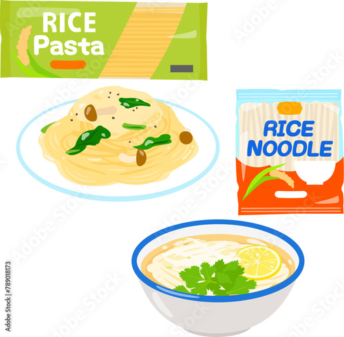 市販の米の麺と麺料理