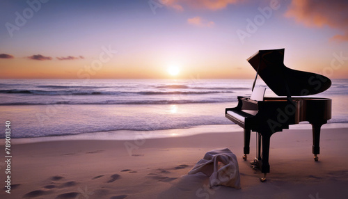grand image concept song Surreal piano sunset scenic nature Music beach background Melody musical landscape instrument lifestyle oneiric conceptual © mohamedwafi