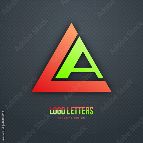 The design of the letters L and A. A logo template for a business card, corporate design, recognizable element of a brand or corporation. The idea of thematic creativity