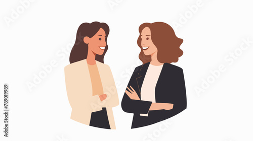Pair of smiling women dressed in business clothes or