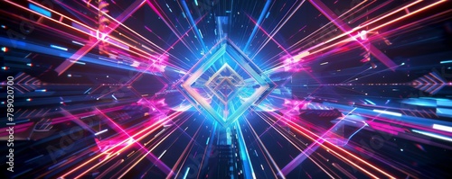 Abstract geometric background with futuristic technology lines. Glowing connections  blockchain concept.