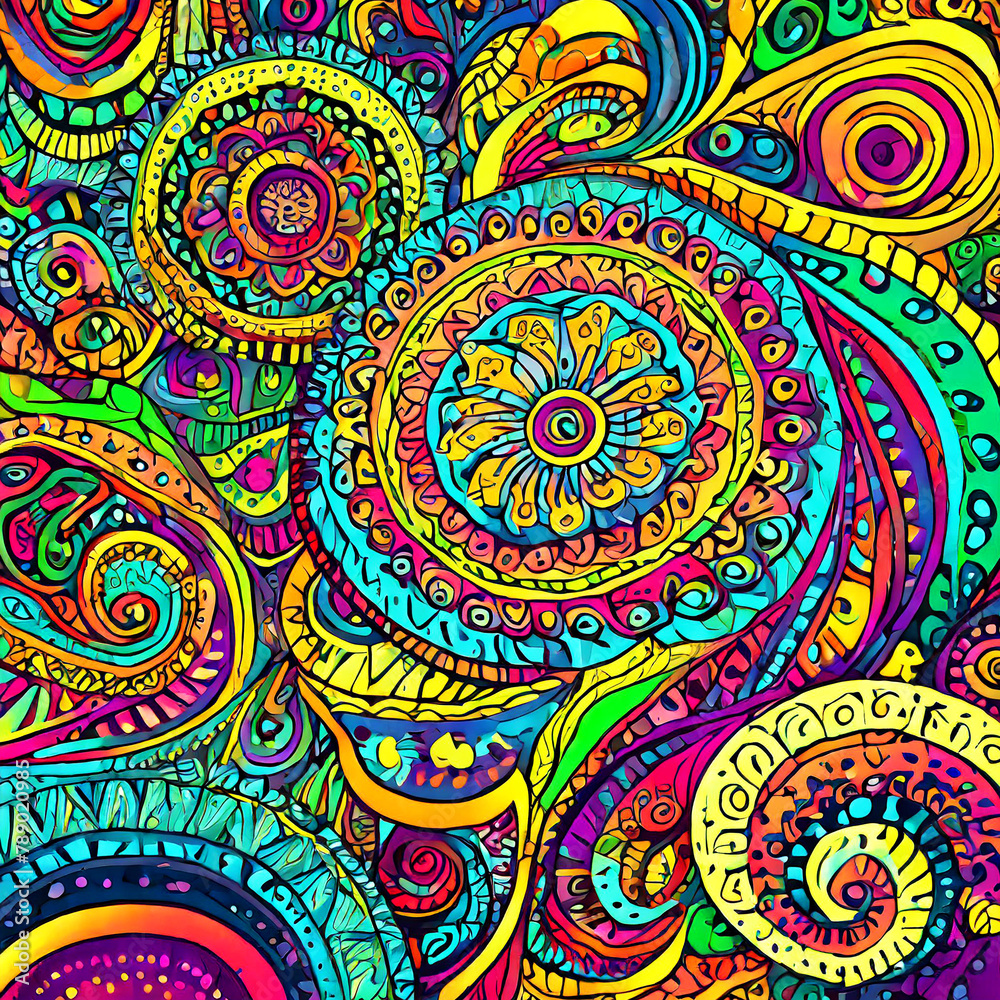 colorful and decorative abstract doodle illustration