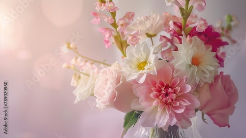 Close up shot of flowers arranged in a vase : Generative AI © Generative AI