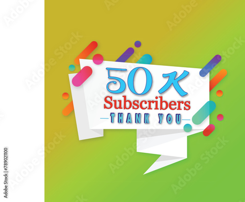 Thank you 50K subscribers, A celebration modern card colourful design for your channels or social networks.