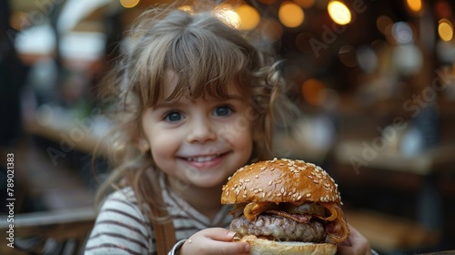 child eating burger