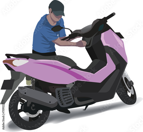 illustration of a guy stealing motorcycle