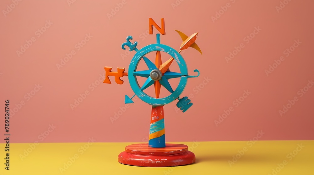 Obraz premium Multi colored toy weather vane on colored background
