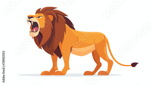 Roaring lion isolated on white background. Gorgeous white