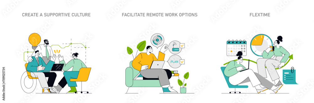 Employee Well-being concept. Vector illustration. Employee Well-being concept. Vector illustration.