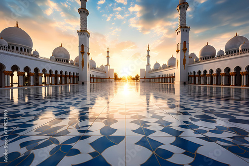 Mosque in Abu Dhabi golden hour photo