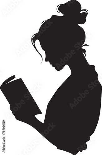 Silhouettes of a woman reading in various poses