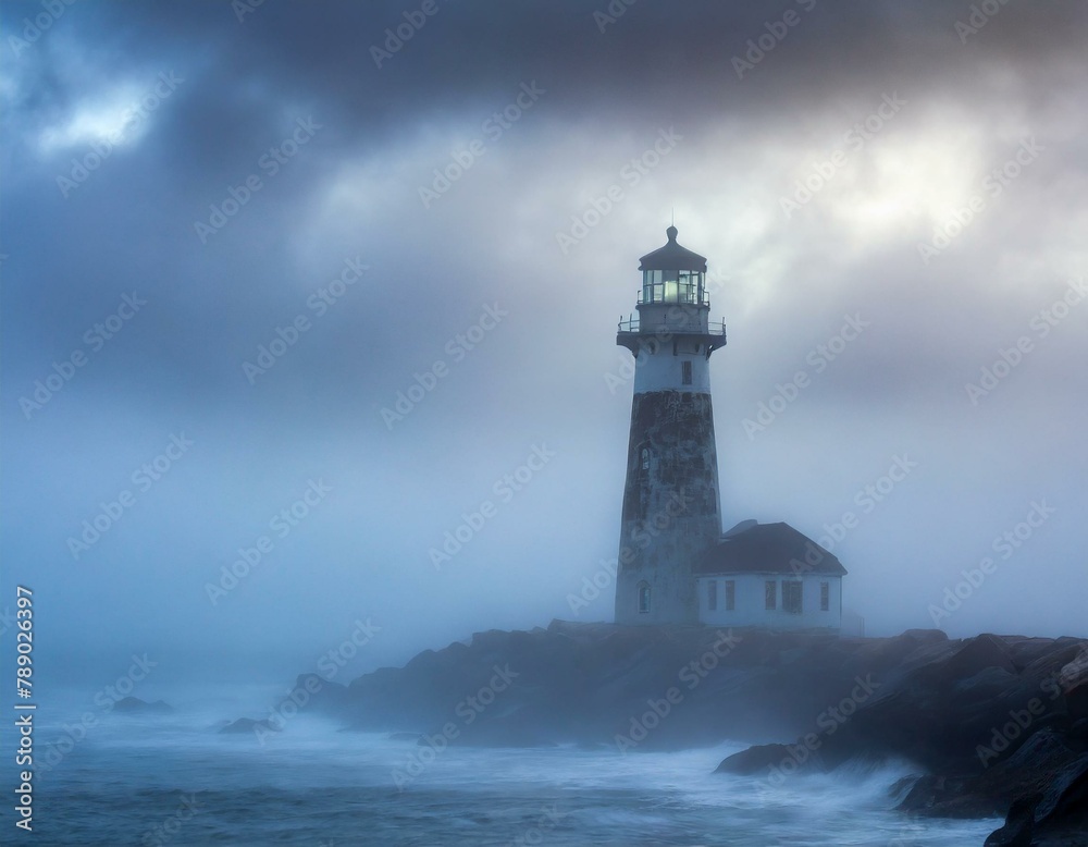 Tales of an Ocean Lighthouse Amidst Dramatic Clouds