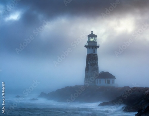 Tales of an Ocean Lighthouse Amidst Dramatic Clouds"