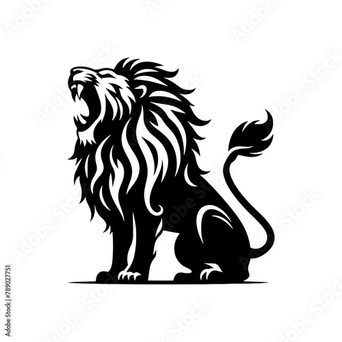 Roaring Majesty: Lion Vector Silhouette- Roaring Lion Illustration- Roaring Lion Vector Stock.