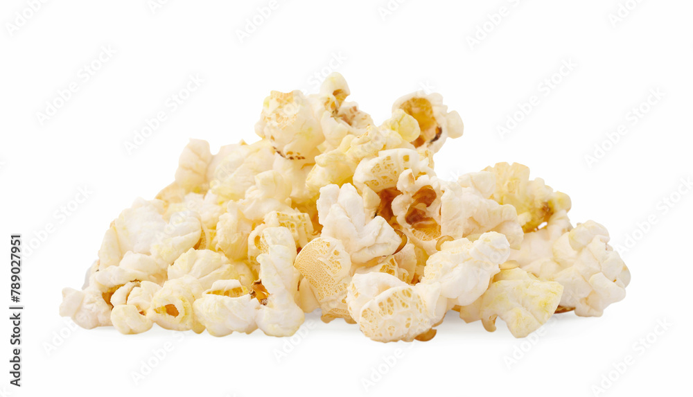 Fresh popcorn isolated on white. Tasty snack Fresh popcorn isolated on white. Tasty snack