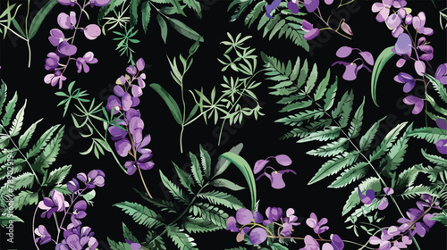 Seamless pattern with blooming tufted vetch flowers a photo
