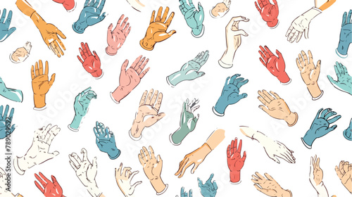 Seamless pattern with different hand gestures. Endles