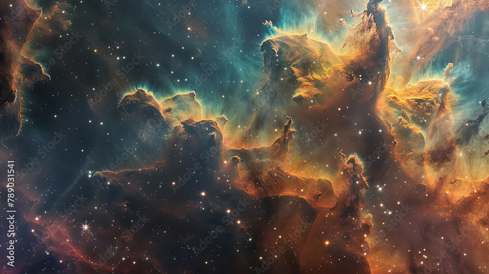 Galactic Tapestry: Nebulae and Stars - obrazy, fototapety, plakaty 
