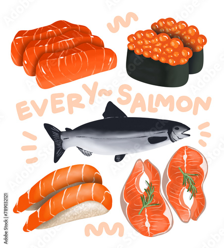 every salmon element food design. photo