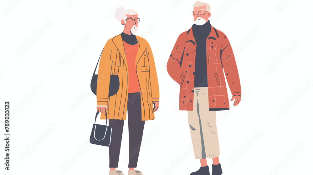 Senior love couple of elderly man and woman in modern