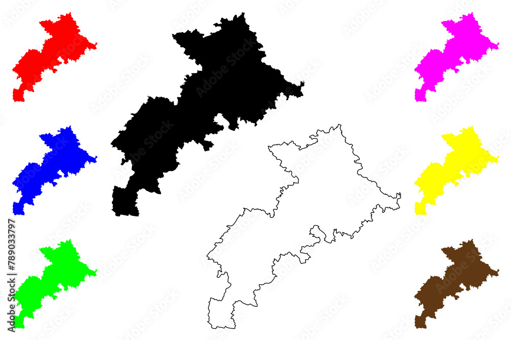Haute-Garonne Department (France, French Republic, Occitanie or Occitania region) map vector illustration, scribble sketch Nauta Garona map