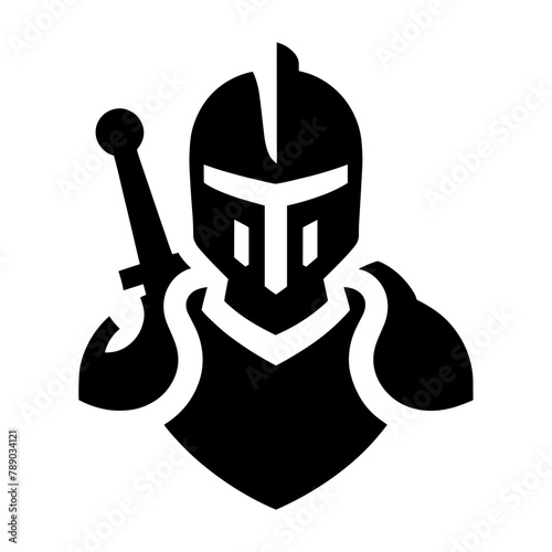 "Knight Icon Vector" Illustrates A Warrior Holding A Sword, Surrounded By A Shield, Crafted In Vector Format Ideal For Historical-Themed Logos.