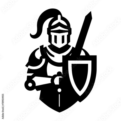 "Knight Icon Vector" Depicts A Warrior With A Sword, Featuring A Vector-Based Design That Includes A Shield And Helmet, Suitable For Historical Logos.