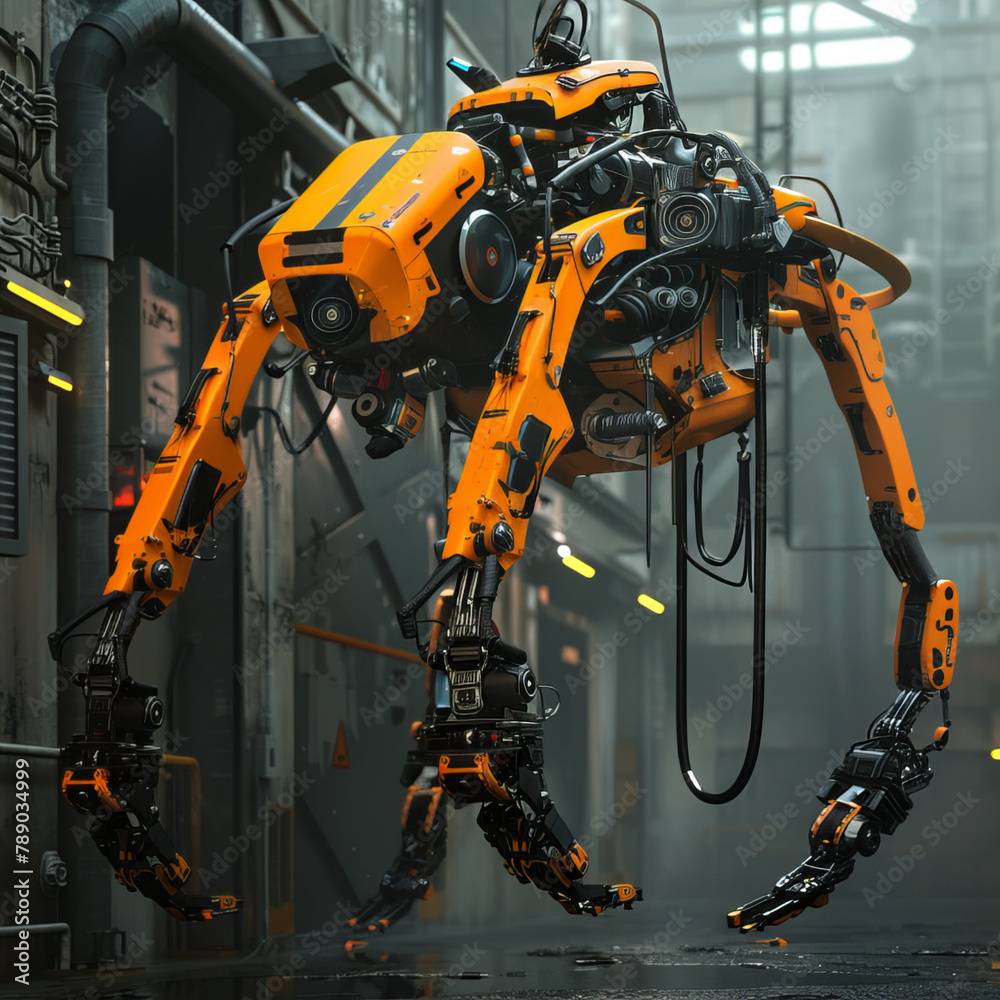 A close-up of the modern large drone of a new technology.