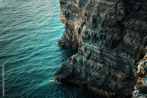 Cliffs rising majestically from the ocean, a stunning natural wonder photo