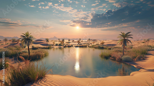 oasis in the middle of desert photo