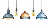 Set of Four different colored loft lamps or light fix