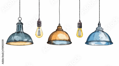 Set of Four different colored loft lamps or light fix photo