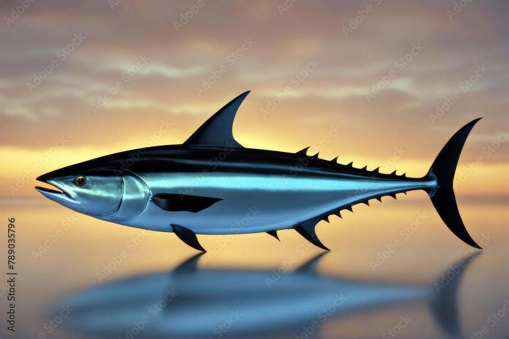 Fototapeta premium black fin tuna logotype sea marin big nature blue fishing ocean fish food water yellow isolated fresh animal art salt trophy colours